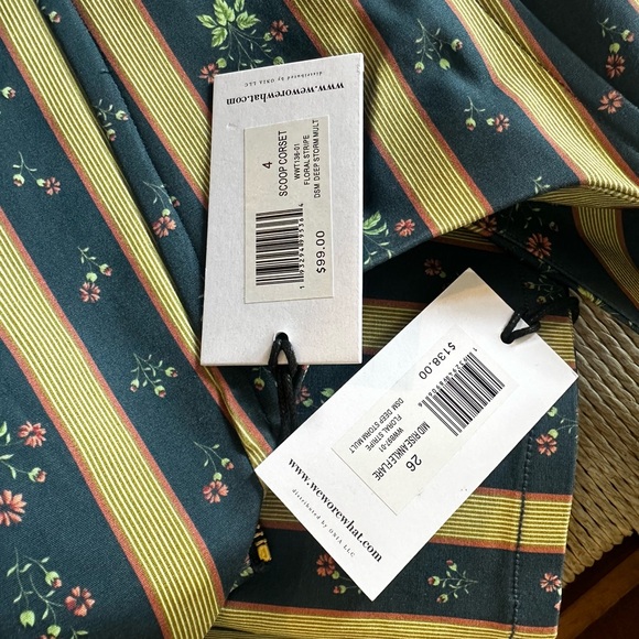 Weworewhat mid rise flare ankle pants deep storm multi NWT - Picture 5 of 5